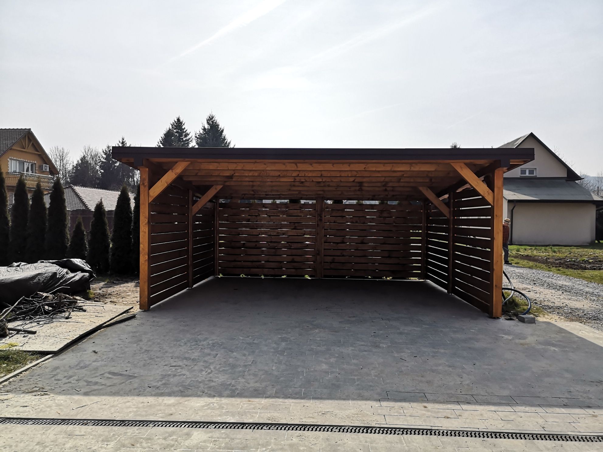 Wiata garażowa drewniana carport altana ogrodowa garaż zadaszenie