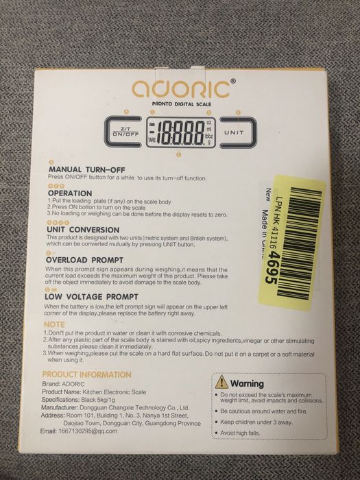 Balança digital de cozinha Adoric