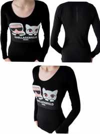 Bluza Longsleeve Karl lagerfeld cyrkonie czarna