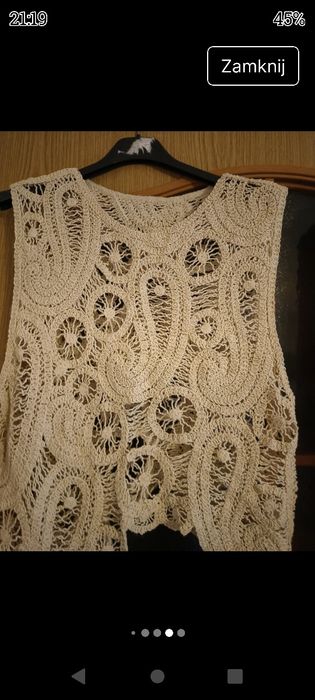 Komplet garnitur damski beż ażur L XL