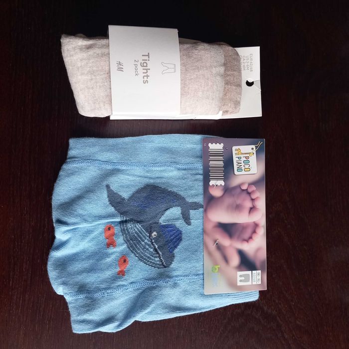 Rajstopy niemowlęce 62/68  2 pak H&M + Poco Piano 1 szt