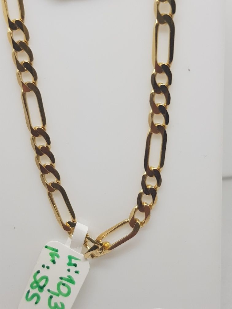 Złoty męski łańcuszek splot Figaro złoto 585 długość 55cm
