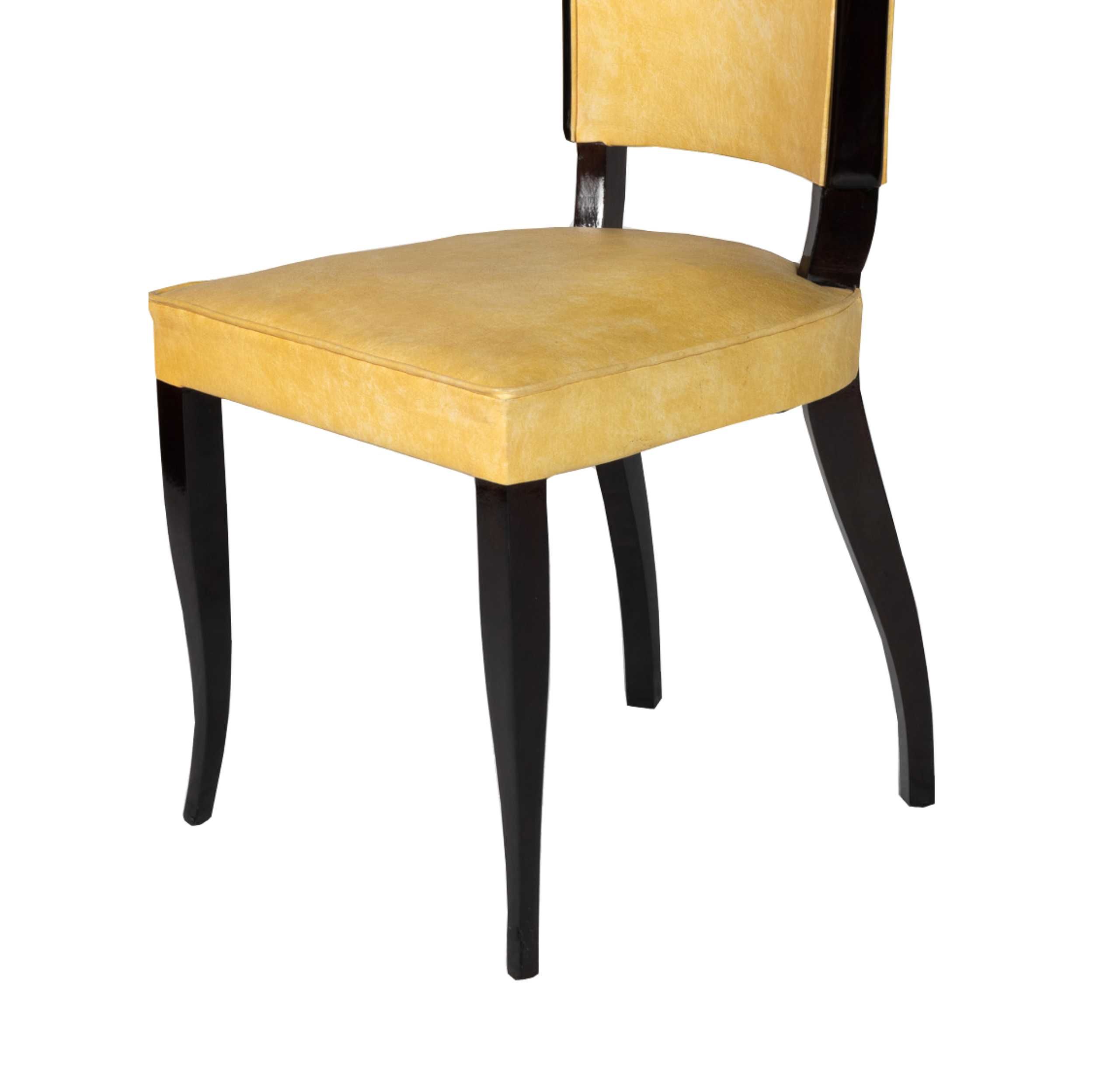 Cadeiras jantar vinil amarelo Jules Leleu Art Deco | século XX