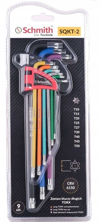 Klucze Imbusowe Torx Długie Imbus T10-t50 Zestaw 9szt Z Otworem Schmit
