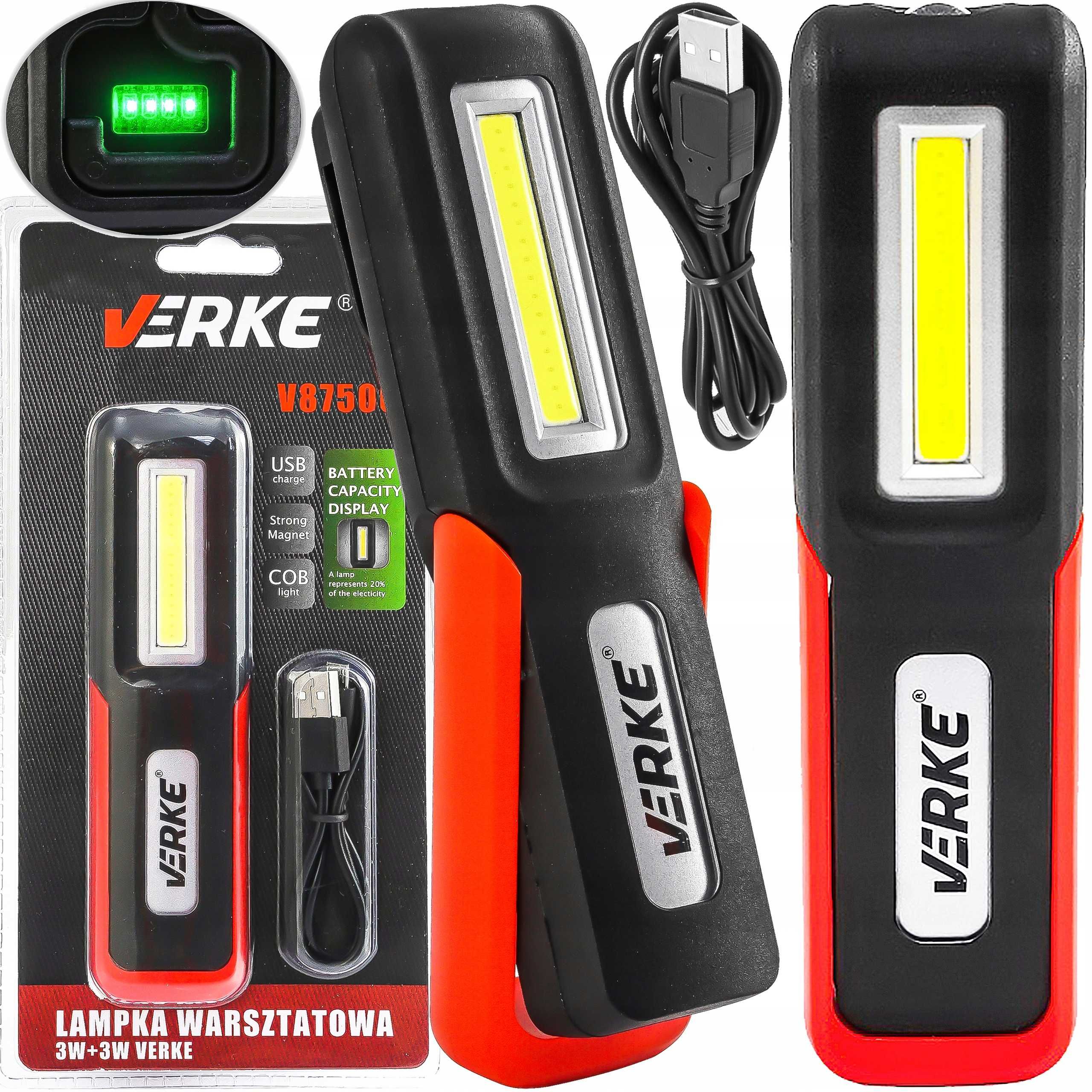 Latarka Akumulatorowa Warsztatowa Robocza LED COB Z Magnesem HAK USB