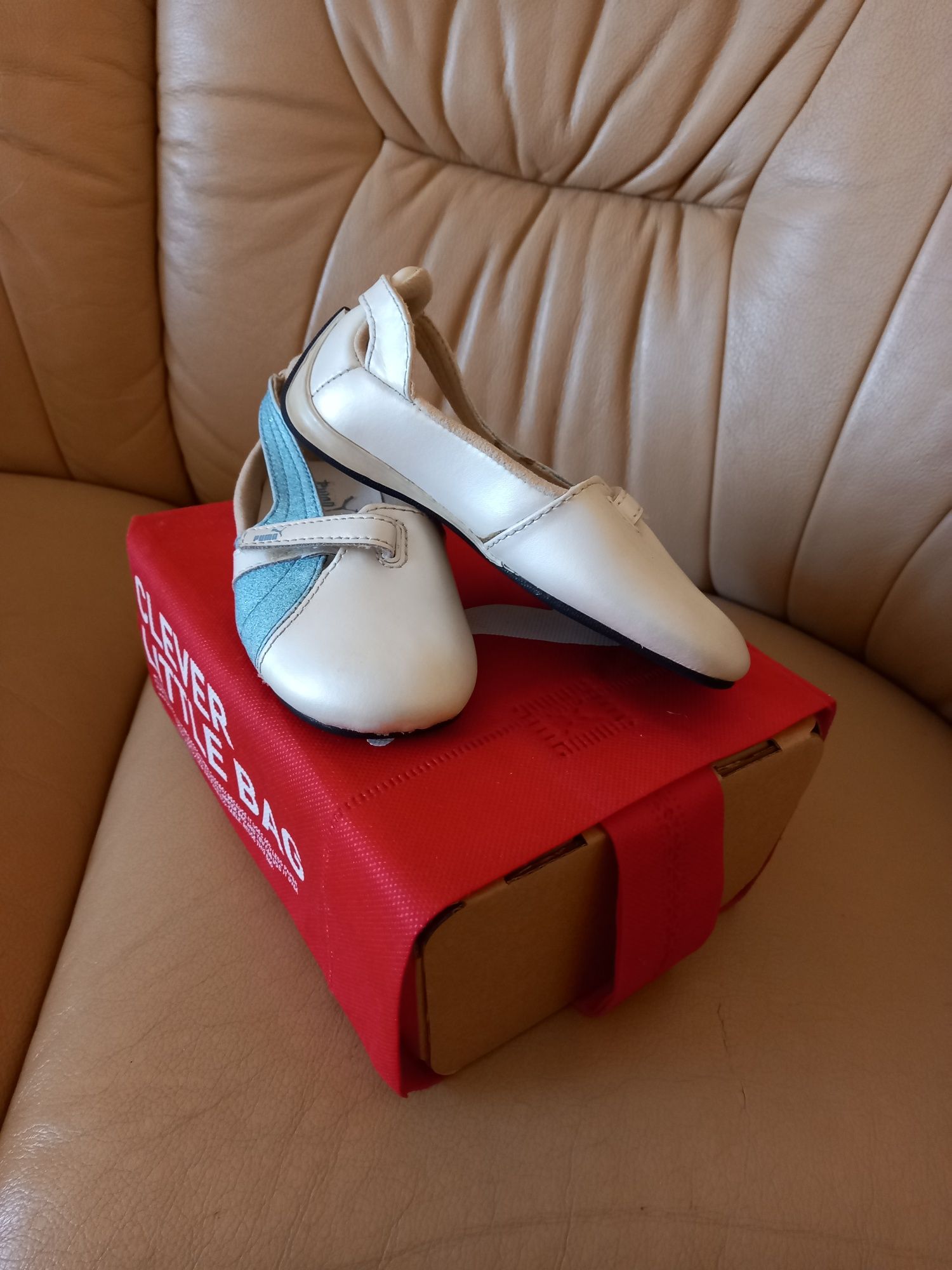 Orginalne Puma Espera Glitter Skórzane r.25 Balerinki dziewczęce Nowe