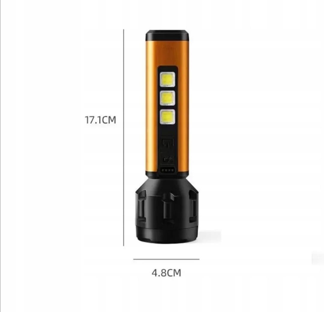Mocna latarka LED ładowana na akumulator USB 2w1 COB taktyczna