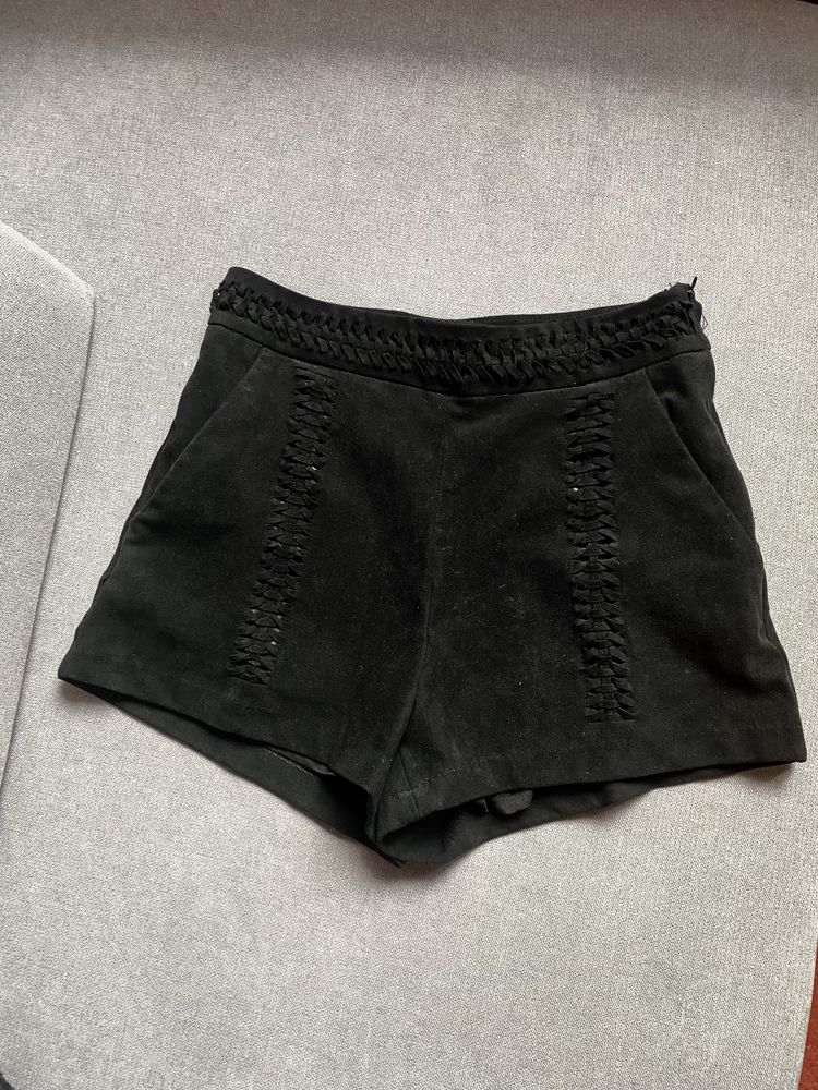 H&M spodenki szorty czarne zamszowe s 36 lato okazja zamek