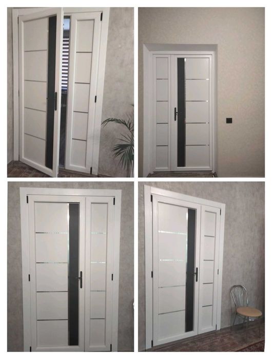 Пластикові двері для вулиці і будинку INOX 04+скло білі