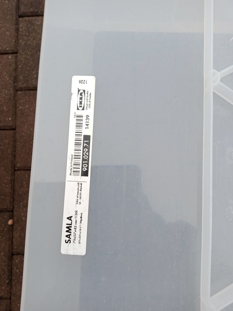 Pojemnik przezroczysty Samla Ikea wymiary 79x57x43 cm/130 l
Pojem