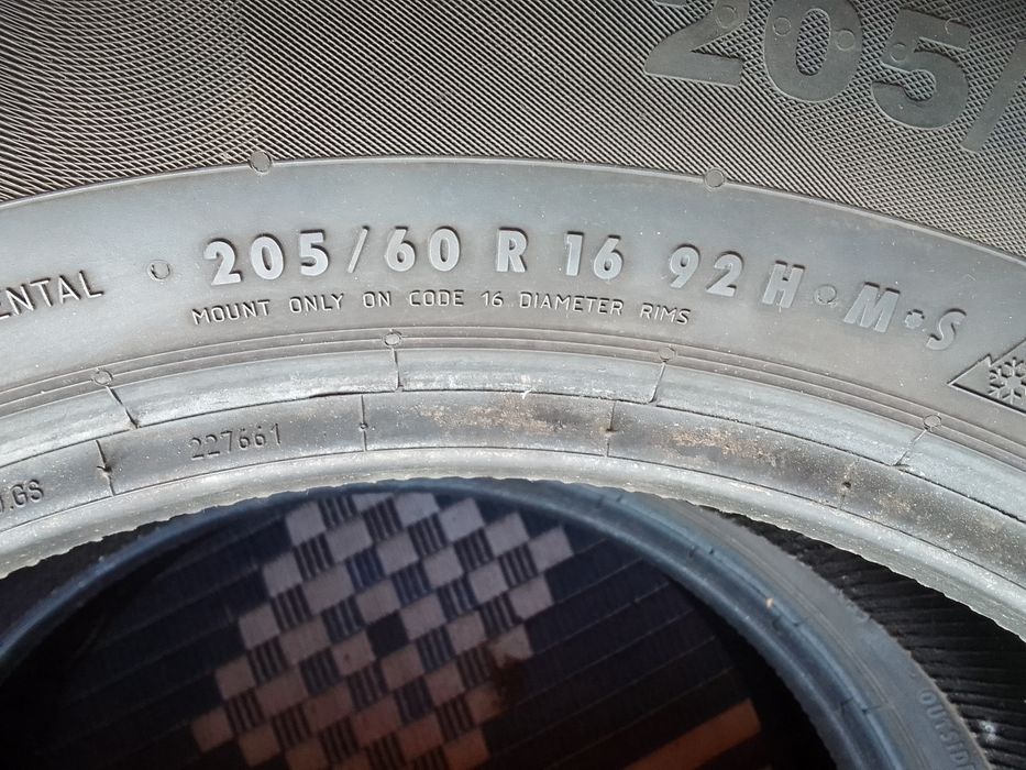 Cena za 2 Opony zimowe 205/60r16 CONTINENTAL 6.5mm