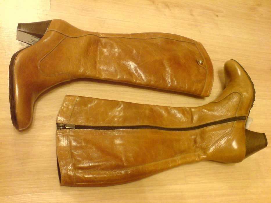 NOWE Buty-Kozaki KOWBOJKI 37 Naturalna skóra100% MIODOWY I-Klasa Gw.6m