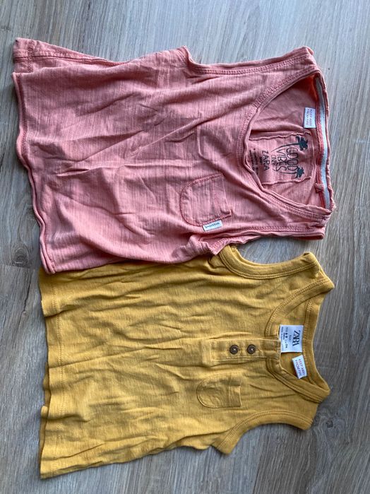 Podkoszulki Zara 74 i 80 t-shirty bez rękawków 2 szt 6 - 12 mies