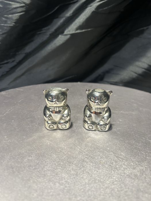 Solniczka i pieprzniczka – metalowe misie – uroczy zestaw dekoracyjny