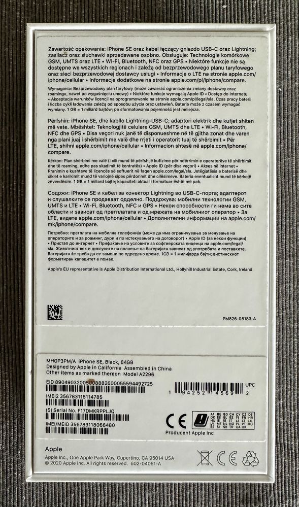 IPhone SE 2020 64GB czarny komplet