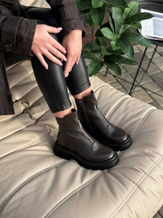 Зимові шкіряні коричневі черевики, зимние коричневые ботинки 36-40р