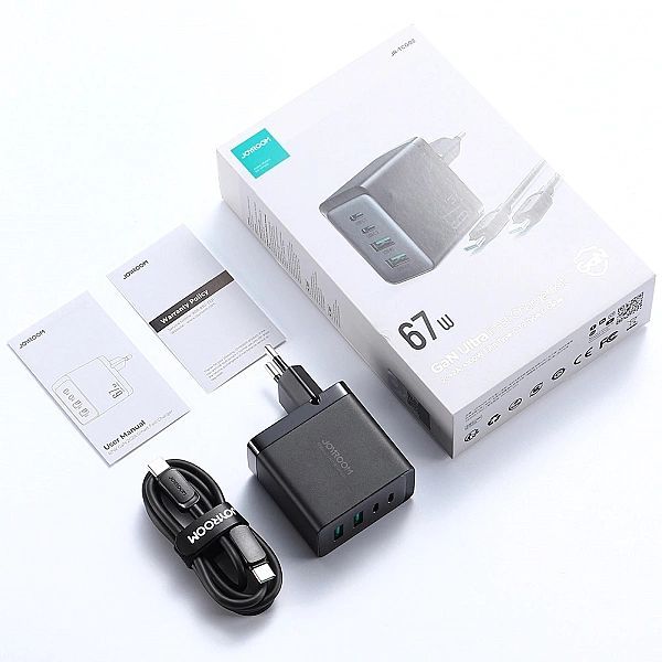 Joyroom ładowarka GaN 67w 4 porty (2x Usb, 2x Usb C) czarna (tcg02) +