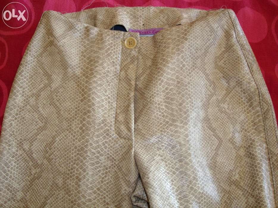Fato de calça e casaco em pele de cobra sintética