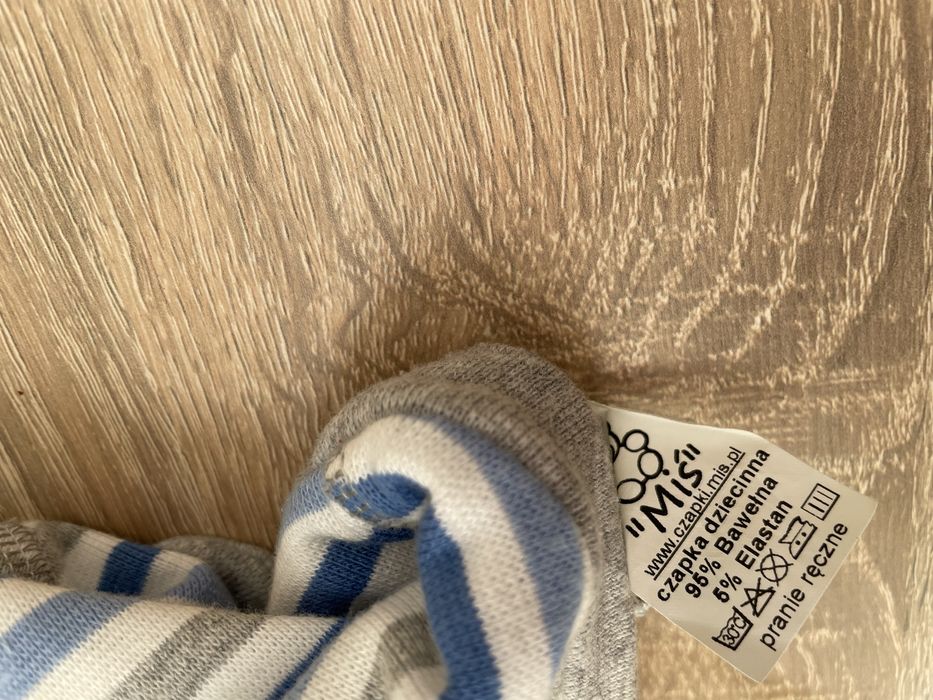 Czapka chłopięca niemowlęca wiązana Miś ciepła zimowa