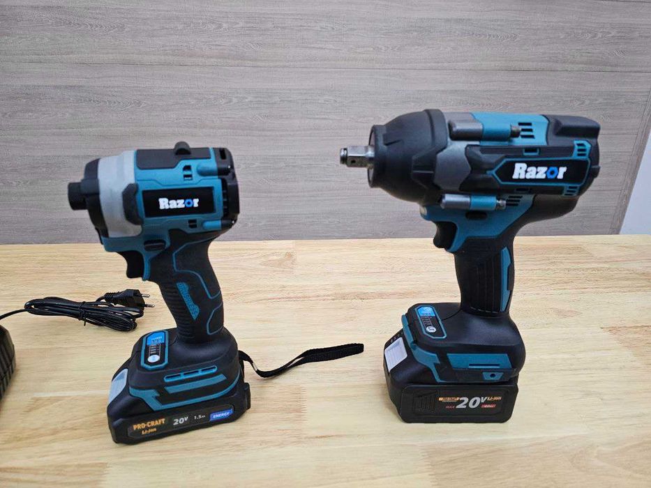 Потужний Набір Гайковерт + Гвинтоверт Razor З Акумуляторами 1,5 ,4.0Ah