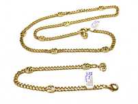 Złoty, Męski łańcuszek i bransoleta GUCCI•bita próba 585•pozłacana 14K