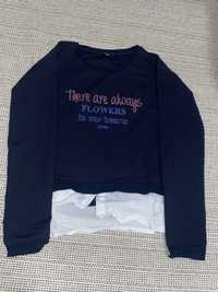 sweat azul escura “There are alvays FLOWERS im our hearts”