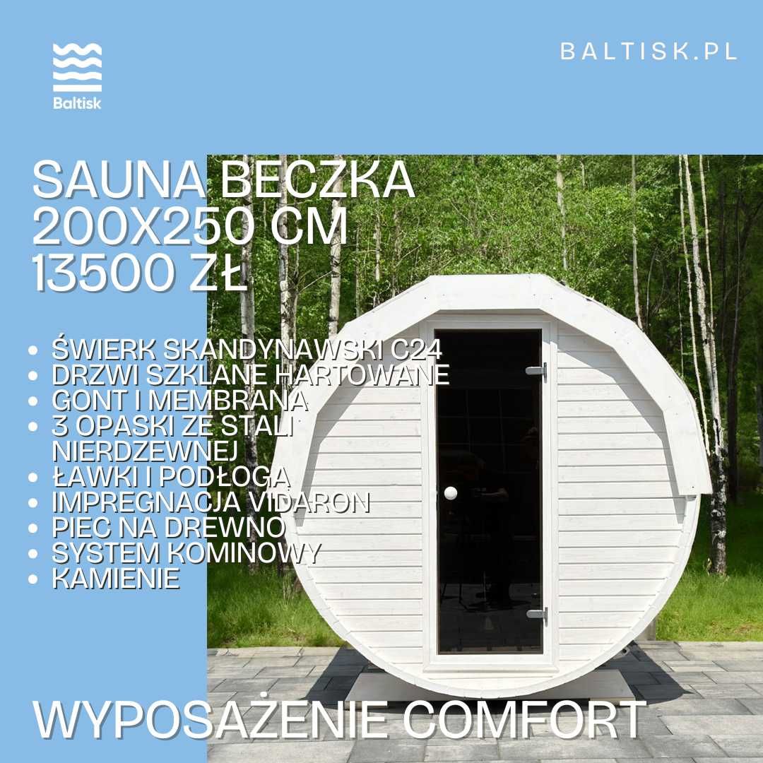 Sauna ogrodowa Beczka Ruska Bania 200x250cm - dobierz piec i dodatki