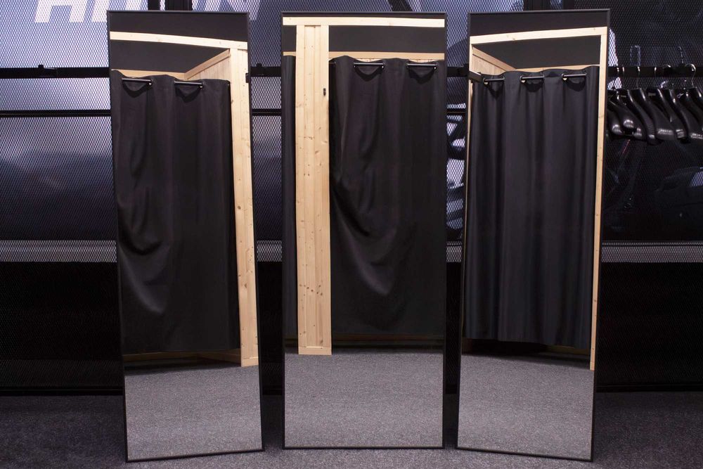 Trzy lustra lustro 160 x 50/60 cm w czarnej wąskiej ramie 1 cm