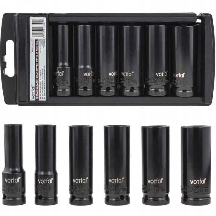 Zestaw Nasadek Udarowych Nasadki Udarowe 1/2" 10-21 Mm Długie Mocne Ze