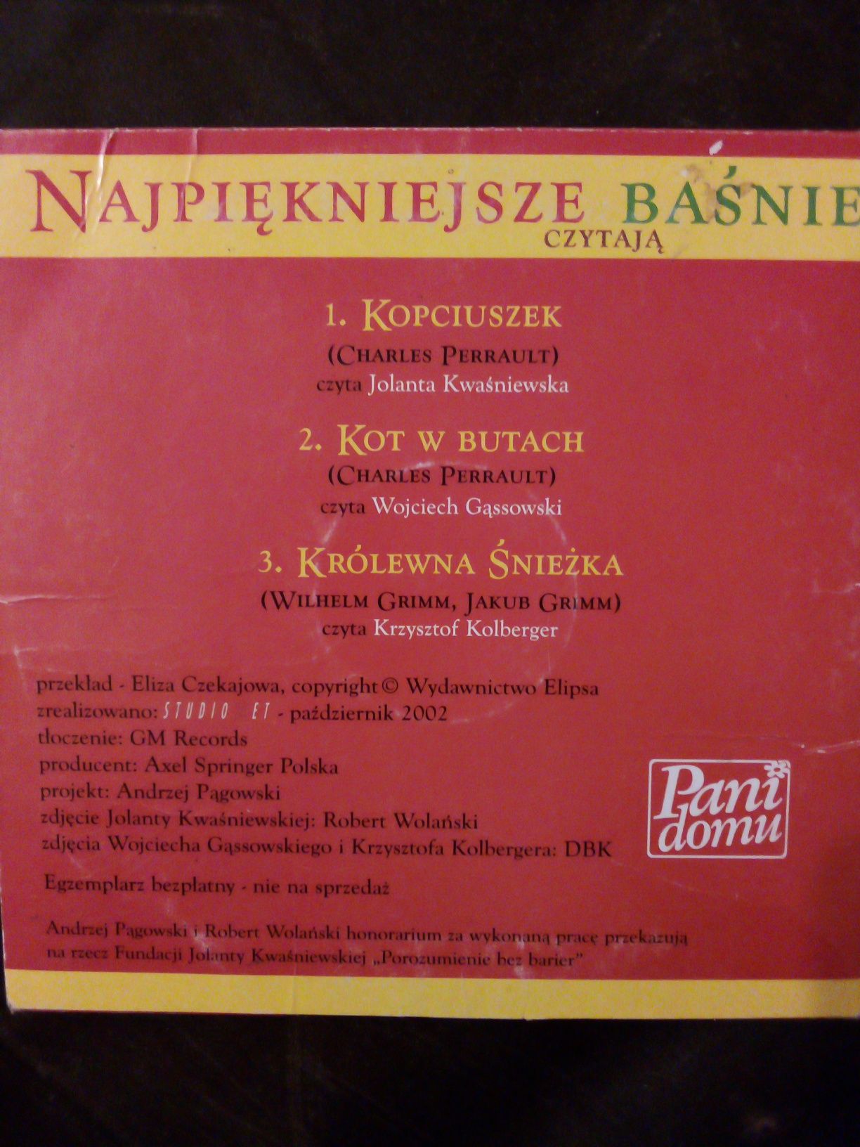 Kopciuszek. Kot w butach. Królewna Śnieżka.  CD