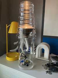 Lampa stolowa ze szkla i plexi