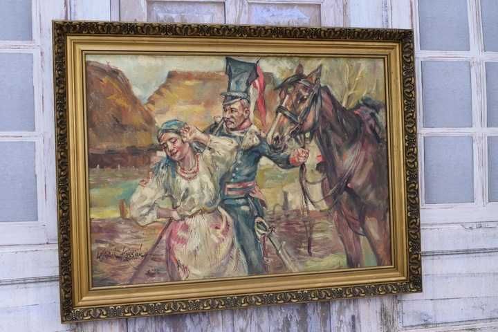 Wojciech Kossak - Zaloty - Ułan i Góralka - Stary Obraz