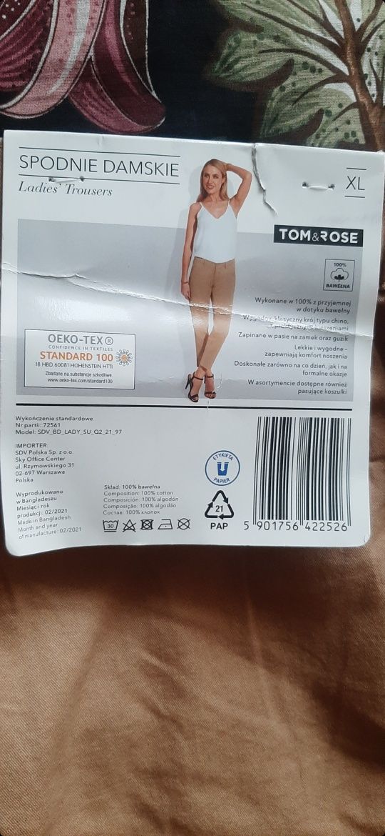 Spodnie damskie marki Tom&Rose rozmiar XL.