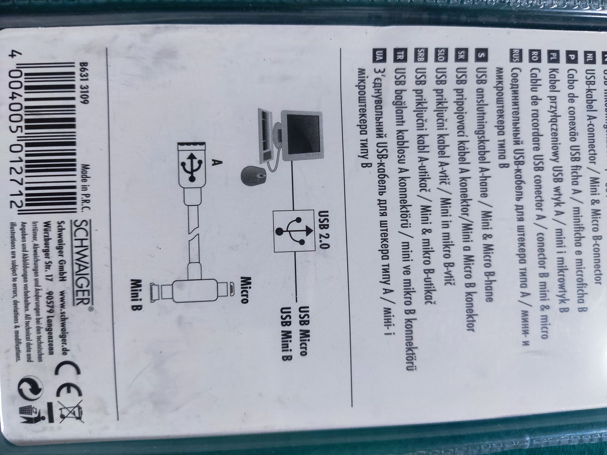 Przewód typ A na USB micro i USB mini b