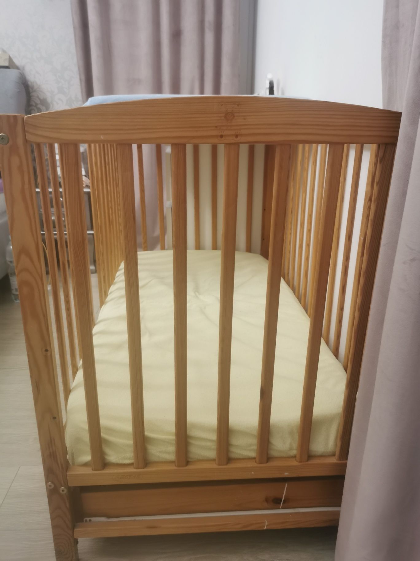 Łóżeczko dziecięce drewniane z materacem IKEA