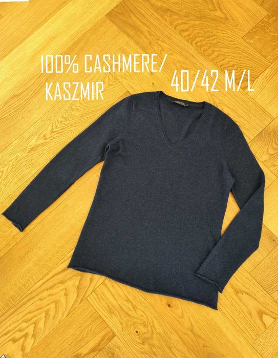 Sweter kaszmirowy 38/40/42 M/L kaszmir 100% cashmere granatowy