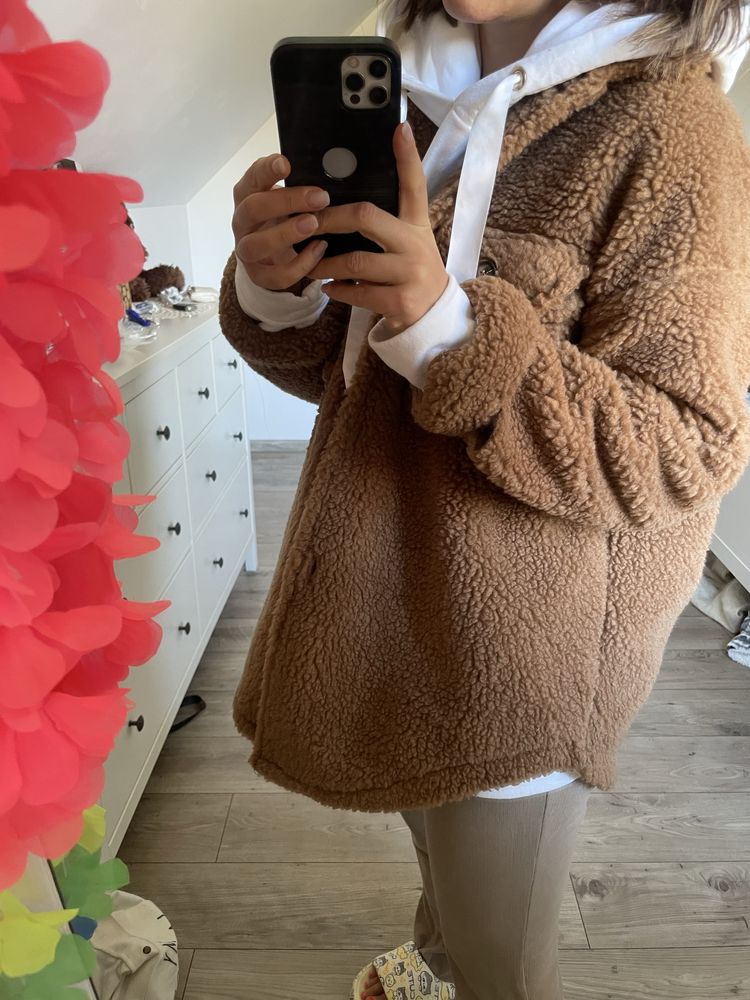 Kurtka bluza teddy misiu S brazowa beżowa