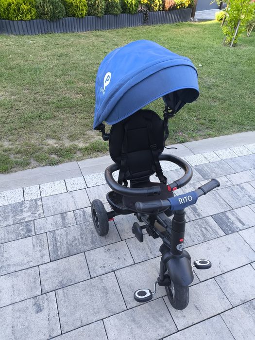 Rowerek Trójkołowy Składany Pompowane Koła Qplay Rito kolor granatowy