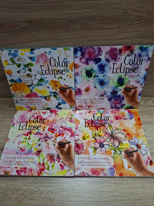 Zestaw 4x odwrócona kolorowanka antystresowa dla dzieci i dorosłych