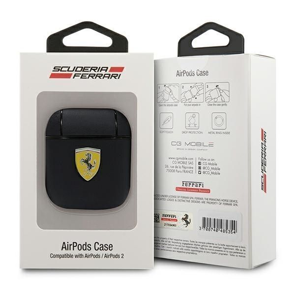 Ferrari Fesa2Lebk Airpods 1/2 Cover Czarny/Black On Track Leather