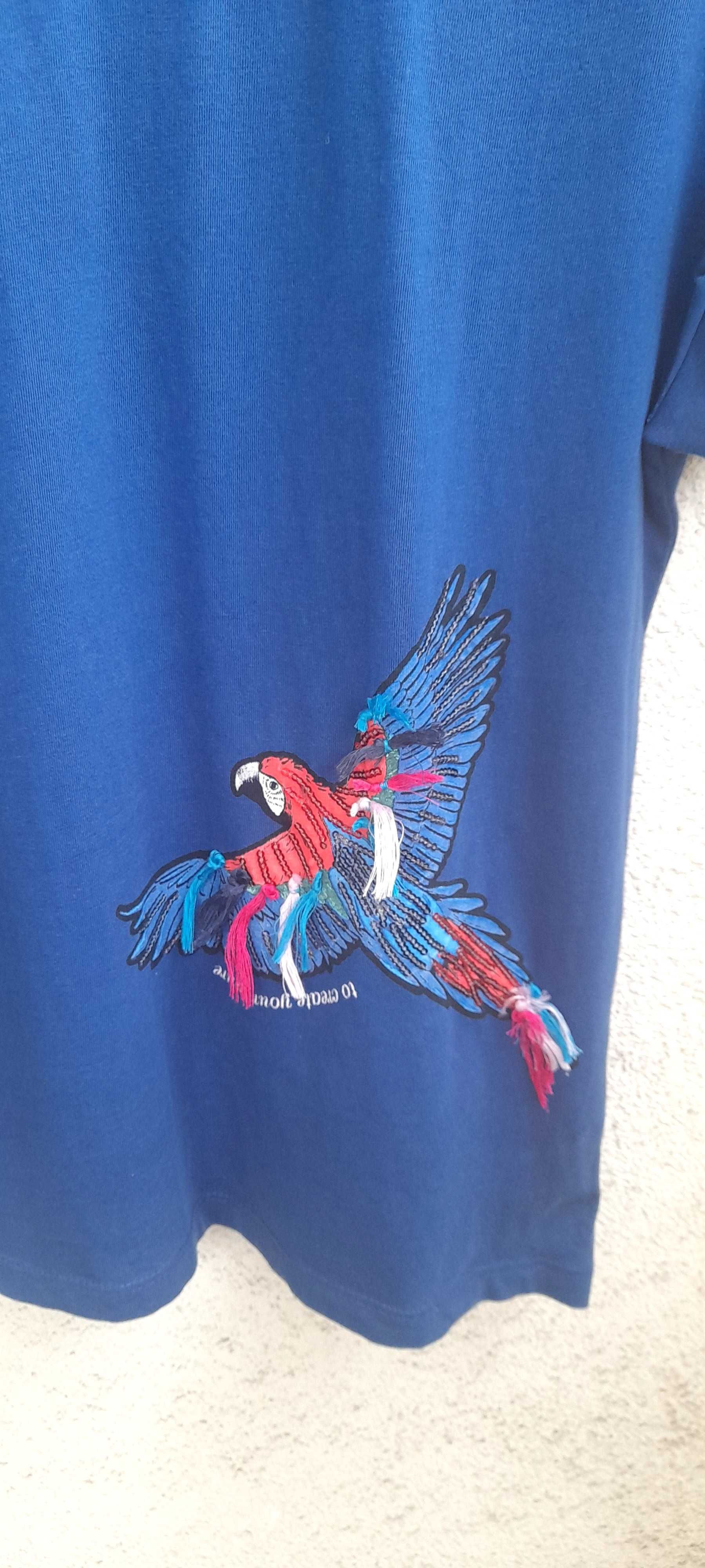 Bluzka t-shirt z aplikacją w papugi House r.S/M