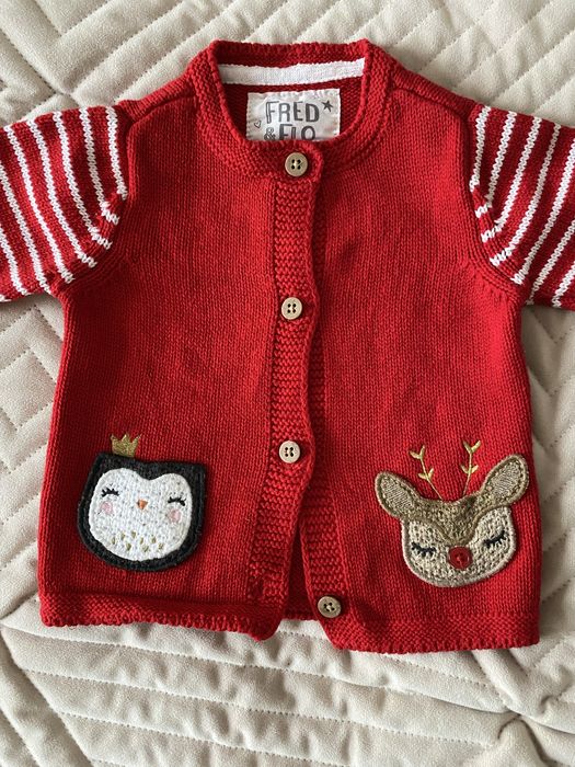 Sweterek świąteczny i body pajacyk dla noworodka