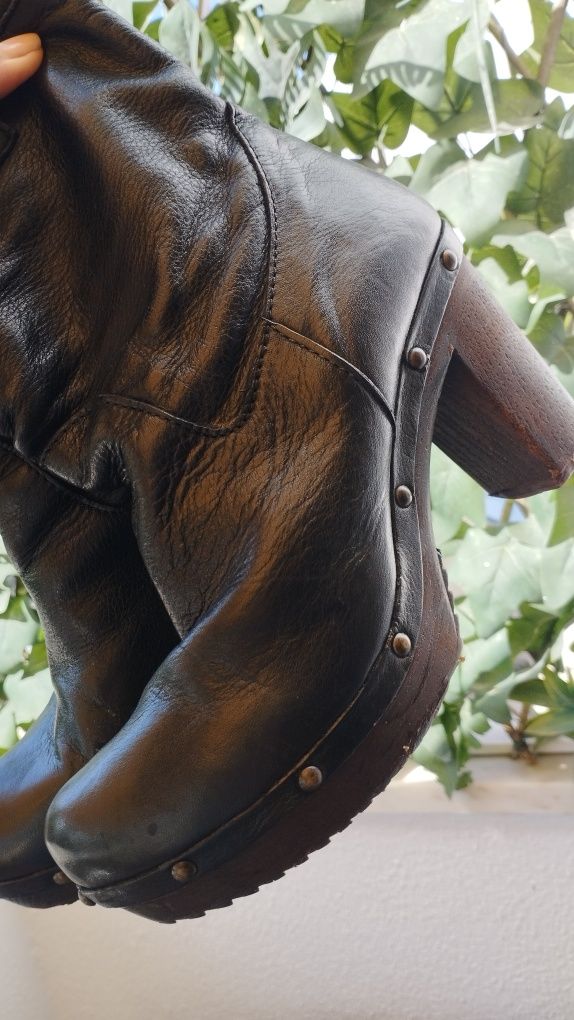 Botins soca pele castanhas