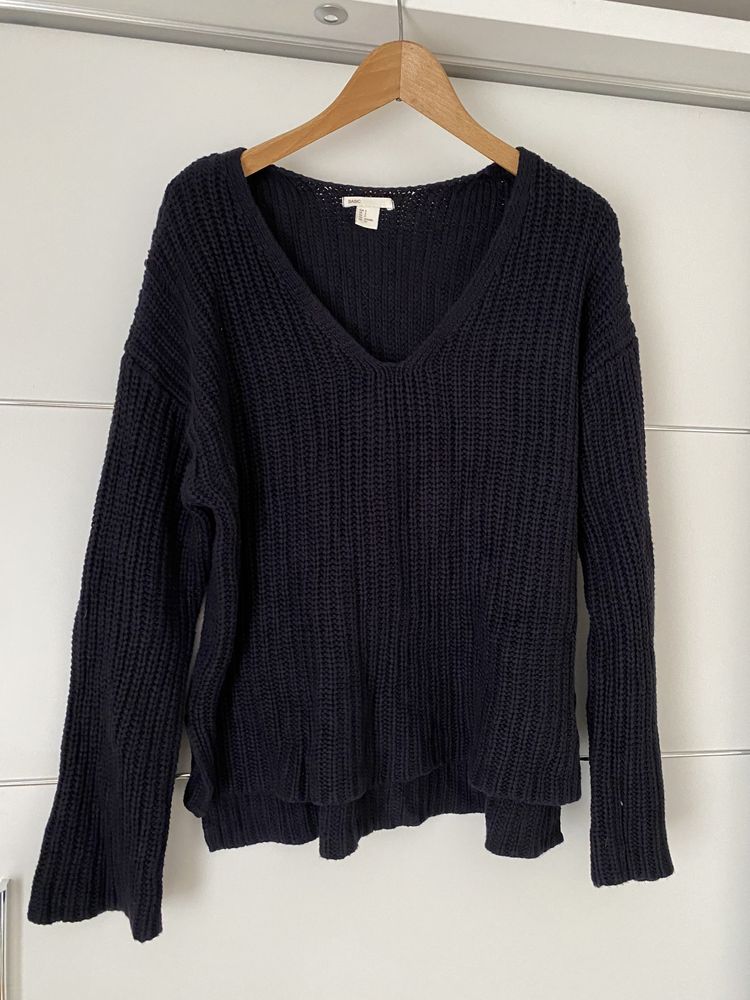Granatowy sweter h&m S oversize
