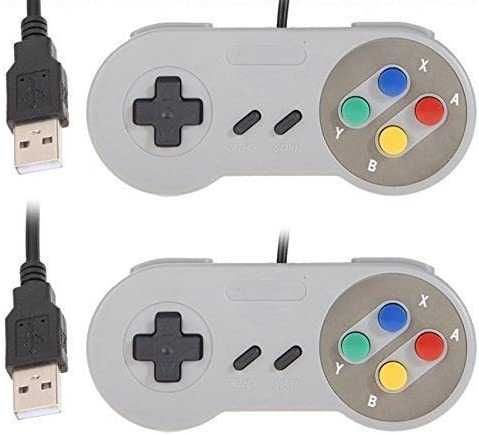 2 Comandos USB Retro Gaming Tipo Nintendo SNES + extensão 1m (Novos)
