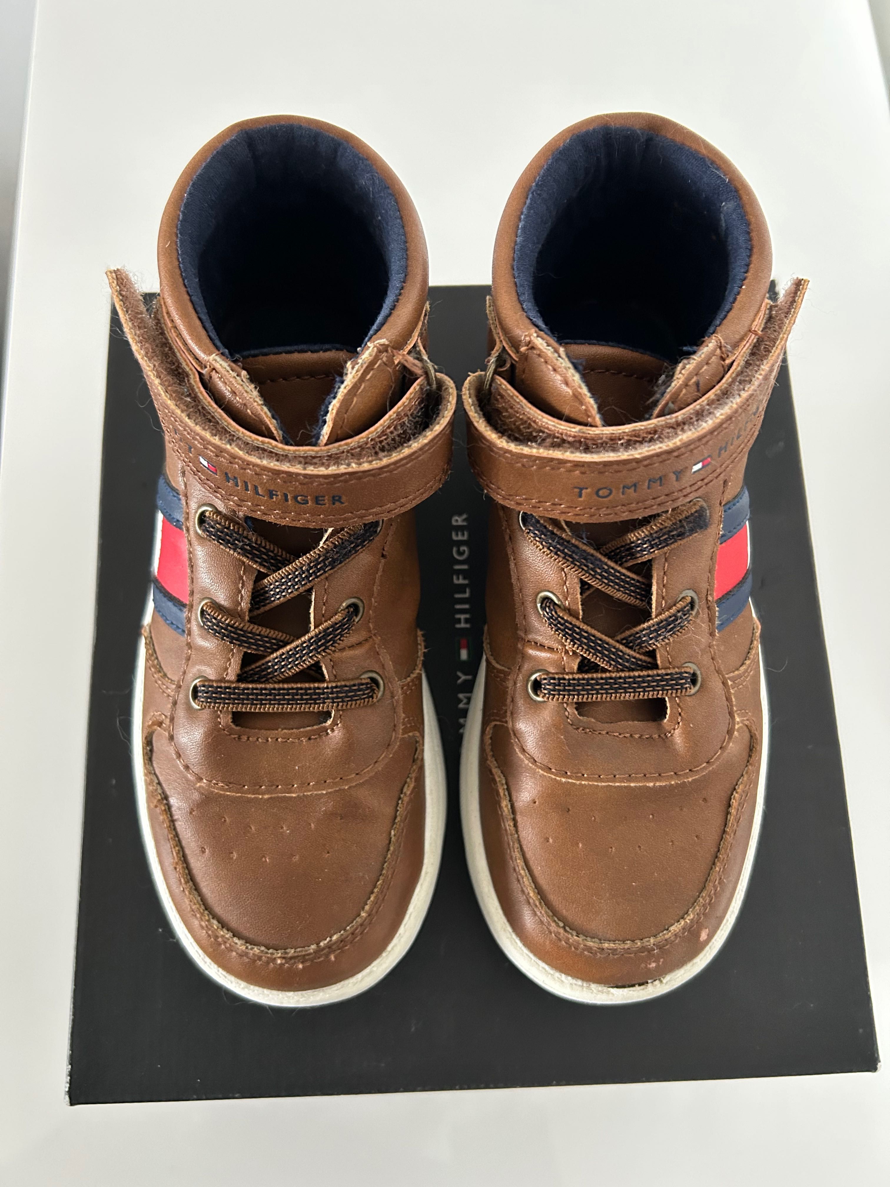 Tommy Hilfiger sneakersy dziecięce wysokie brąz 29 na rzep