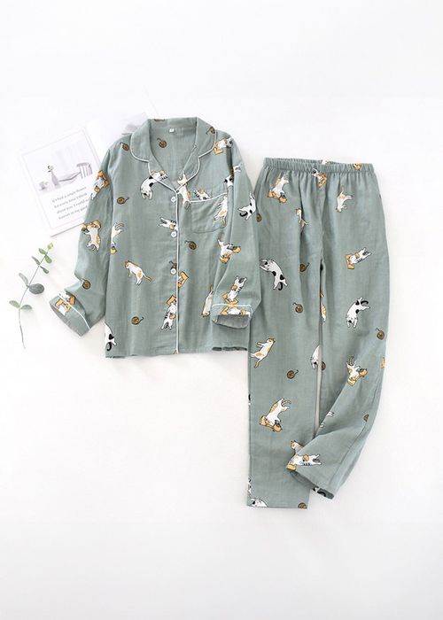 Piżama damska dwuczęściowa wzór kotki