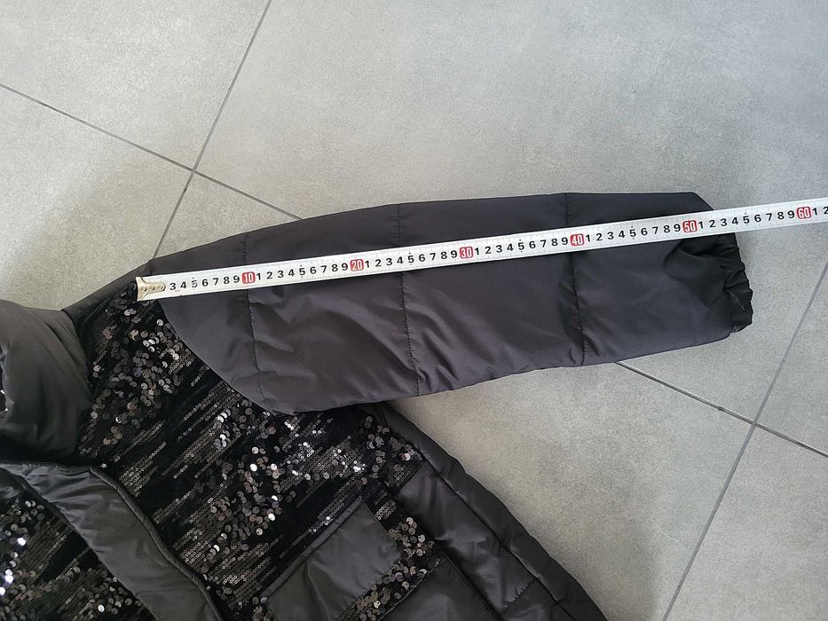 Nowa czarna kurtka damska cekinowa welur glamour jesień zima M L