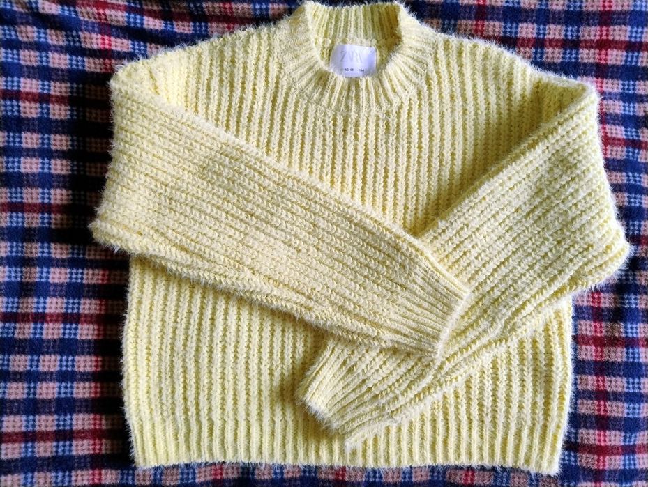 Теплий в'язаний лимонний светр ZARA