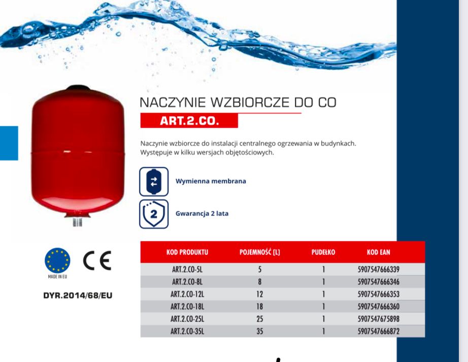 naczynie wzbiorcze ciśnieniowe przeponowe do c.o. 8,12,18,24